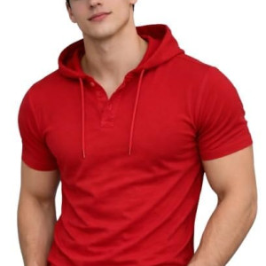 Casual Summer Short Sleeve Hoodie T Shirt for Men