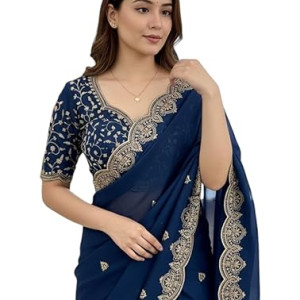 Silk Saree with Embroidered Border| Latest Sarees