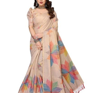 Women's Chanderi Floral Digital Print Chandheri Saree