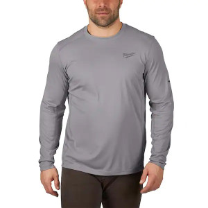 Men's Work Skin Medium Gray Light Weight Performance Long-Sleeve T-Shirt